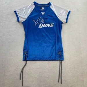 NFL Team Apparel Detroit Lions Women's Lace-Up Top Size Medium